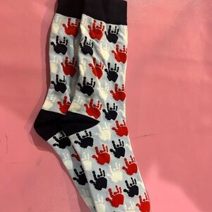 Crab Patterned Casual Socks - Red, Black, and White